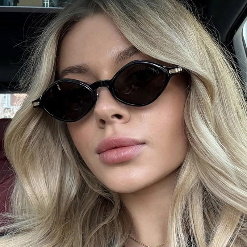 Polygonal Small-Framed Sunglasses