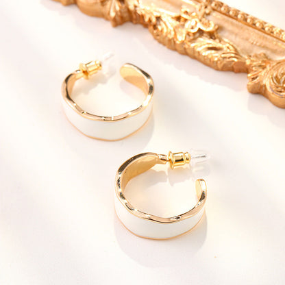 Exaggerated Oil-Drip C-Shaped Stud Earrings